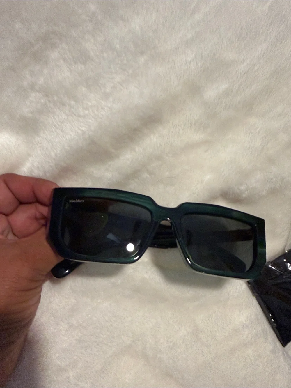 Max Mara GLIMPSE7 MM0126 Green Rectangular Sunglasses Case Cloth